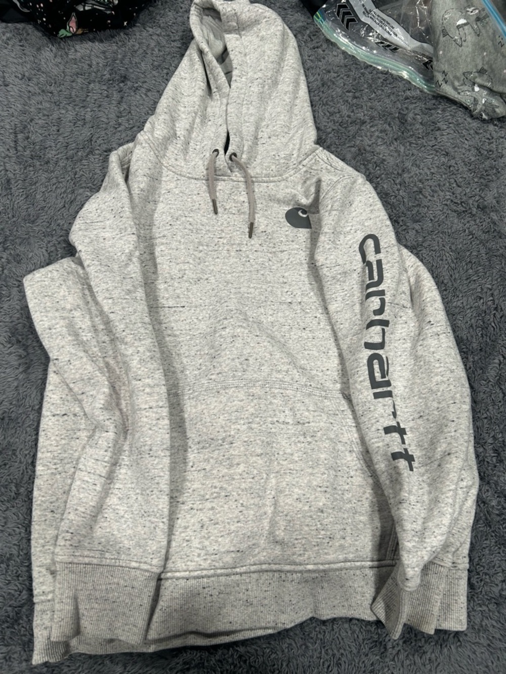 Carhartt Light Heather Gray Logo Sleeve Hoodie